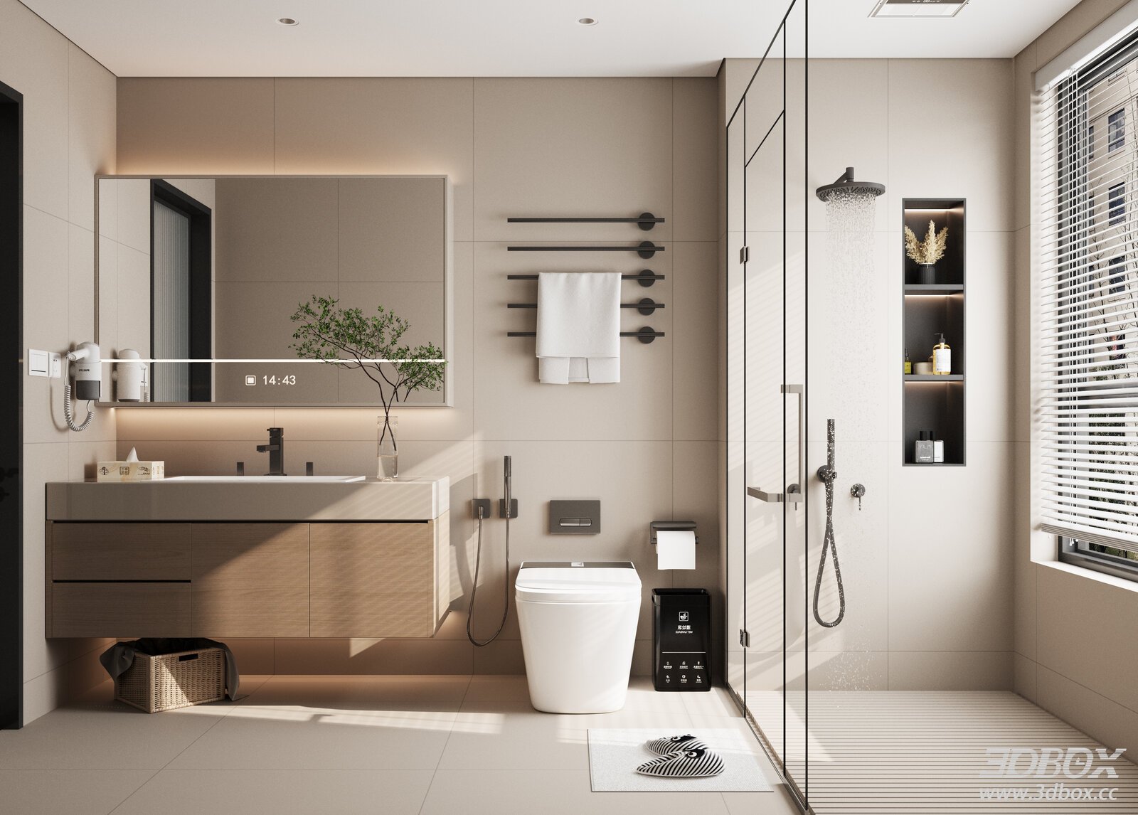 Modern Minimalist Bathroom Interior Scene