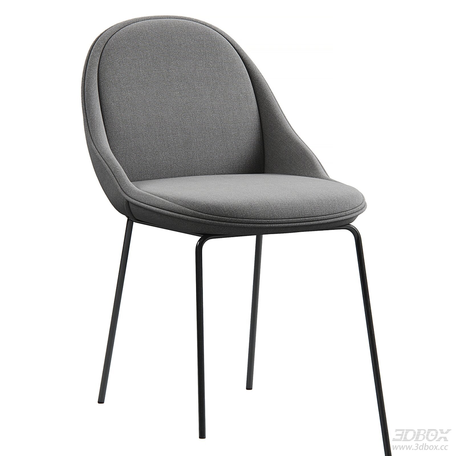 Modern Grey Fabric Upholstered Dining Chair with Metal Legs