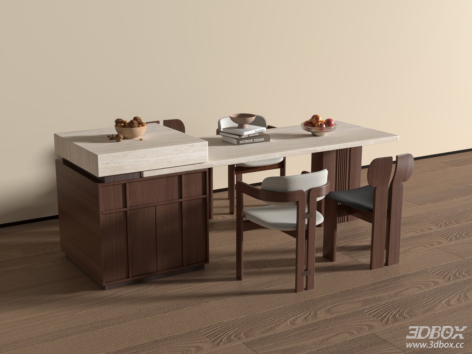 Mid Century Modern Dining Table and Chairs with Kitchen Island