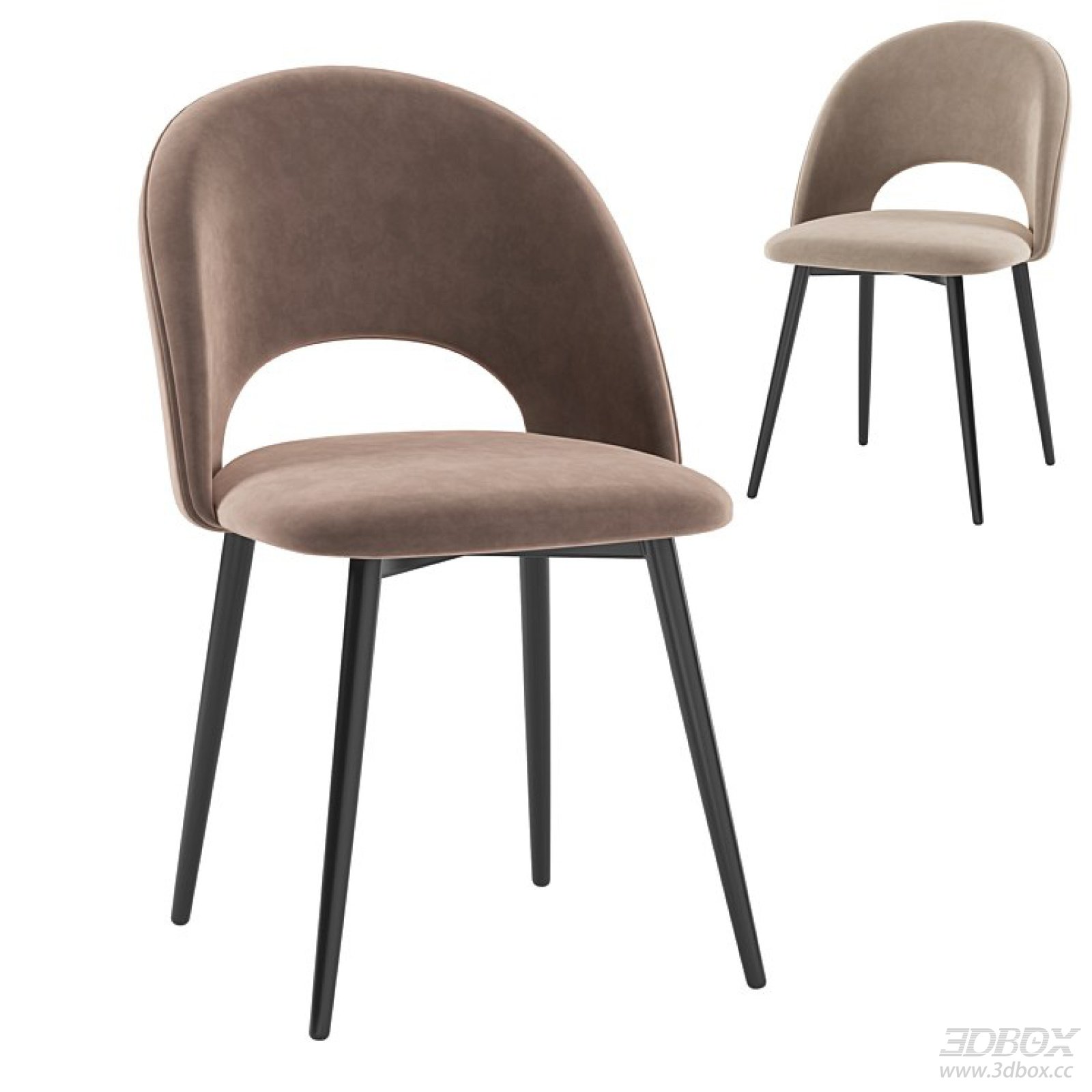 Modern Velvet Upholstered Dining Chair with Metal Legs