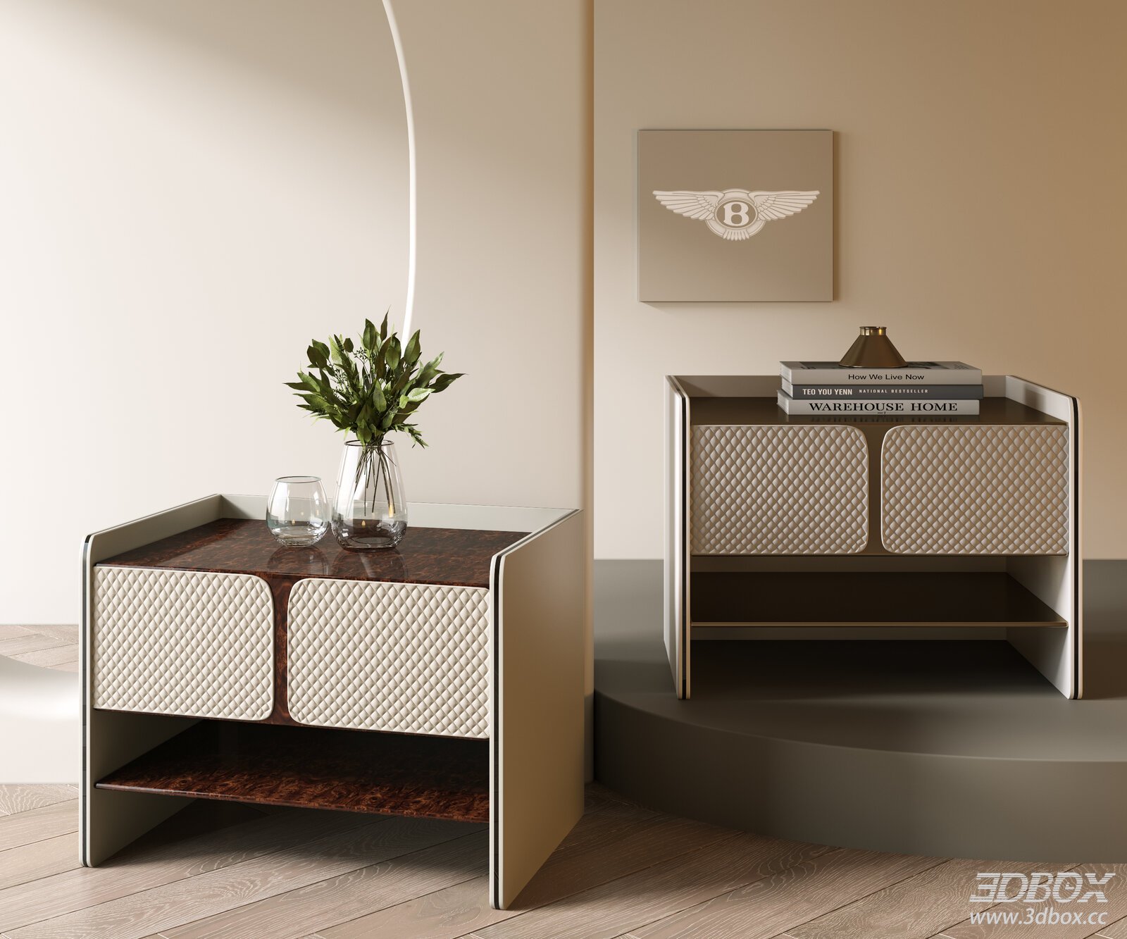 Modern Luxury Bentley Bedside Side Table Set