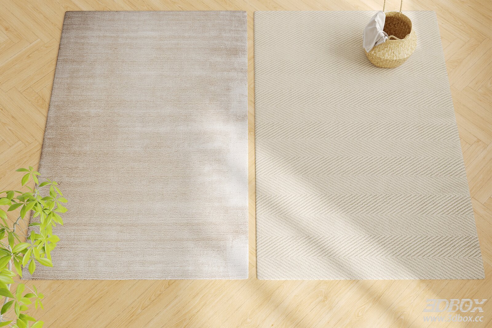 Modern Minimalist Beige Woven Carpets Set