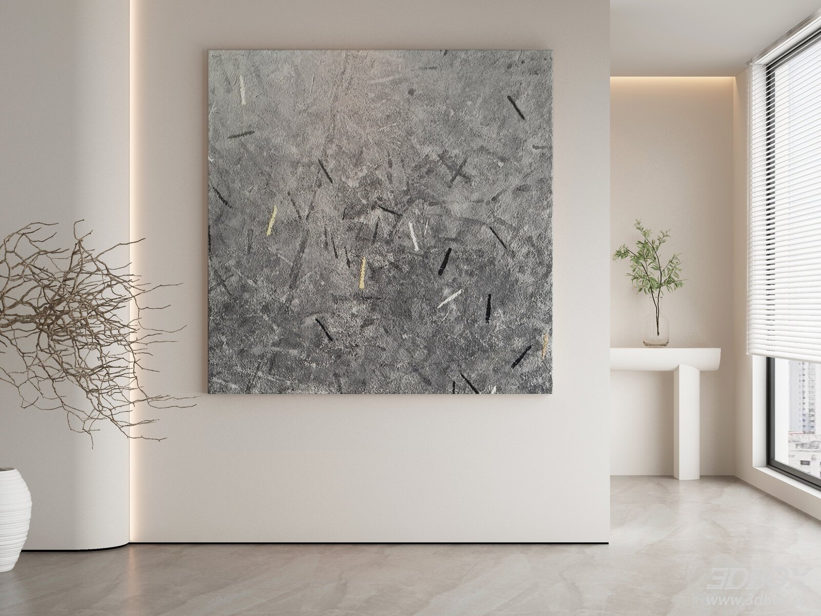 Abstract Grey Textured Wall Art Painting Modern Decor