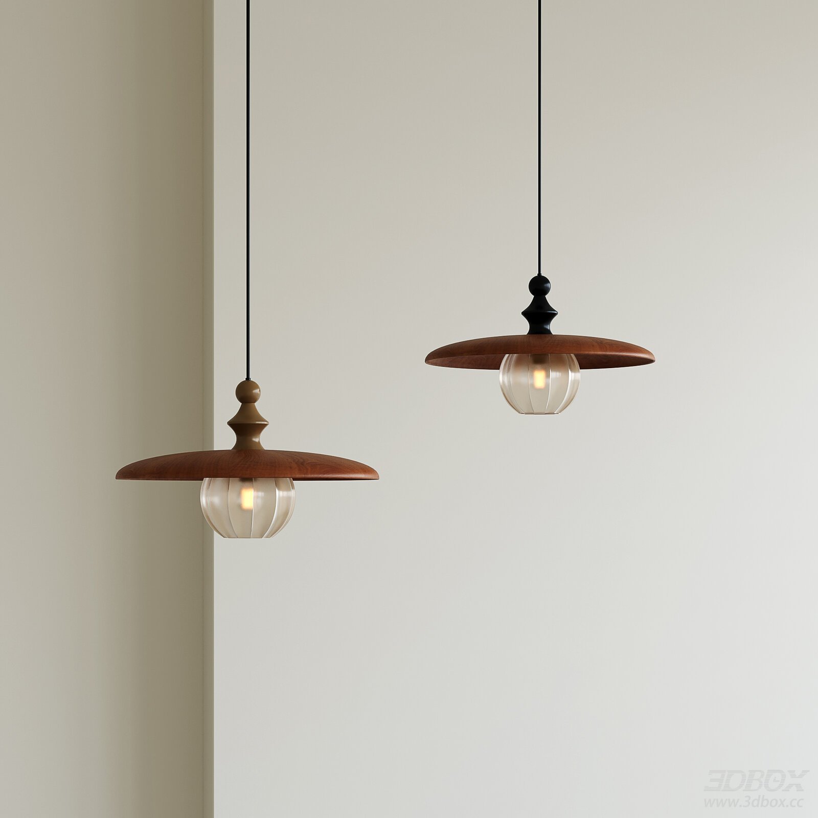 Wabi Sabi Mid Century Wooden Glass Pendant Ceiling Lamp