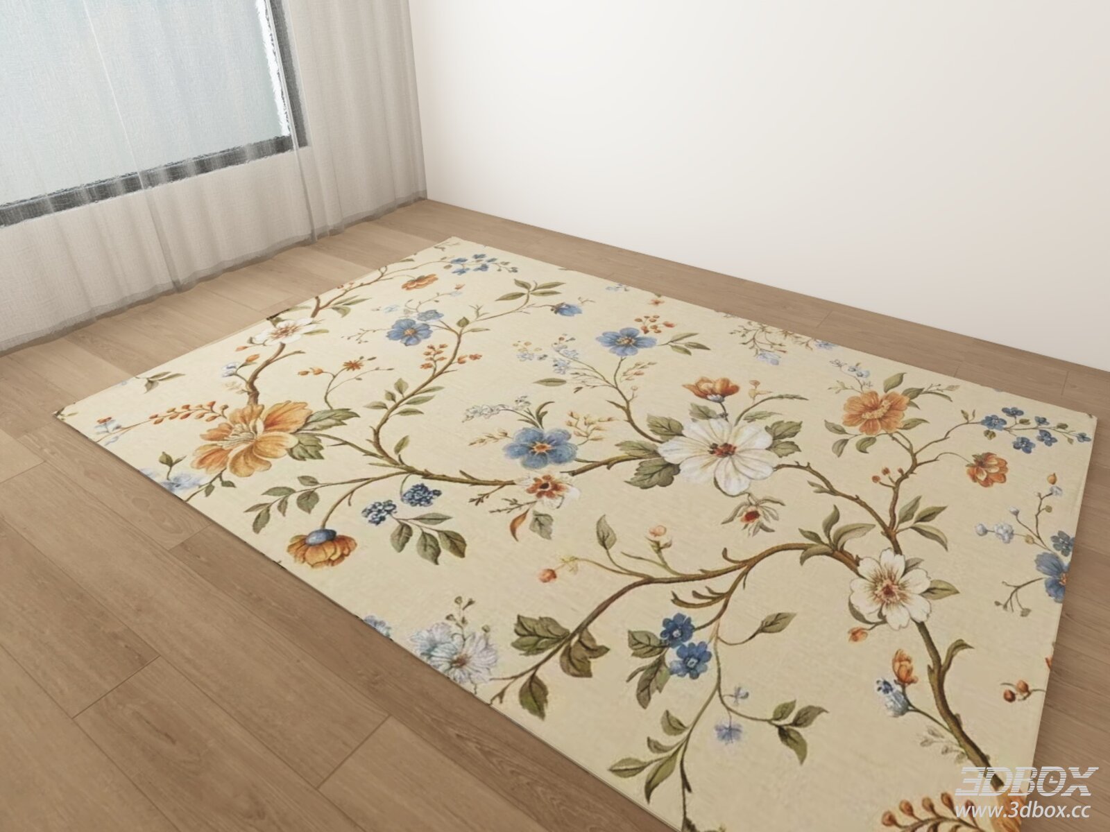 Vintage Floral Pattern Beige Carpet