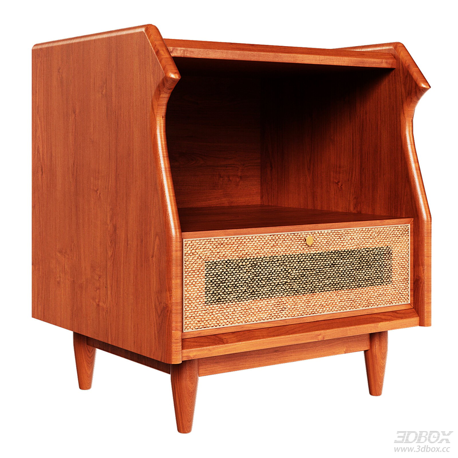 Nordic Minimalist Wooden Rattan Bedside Side Table