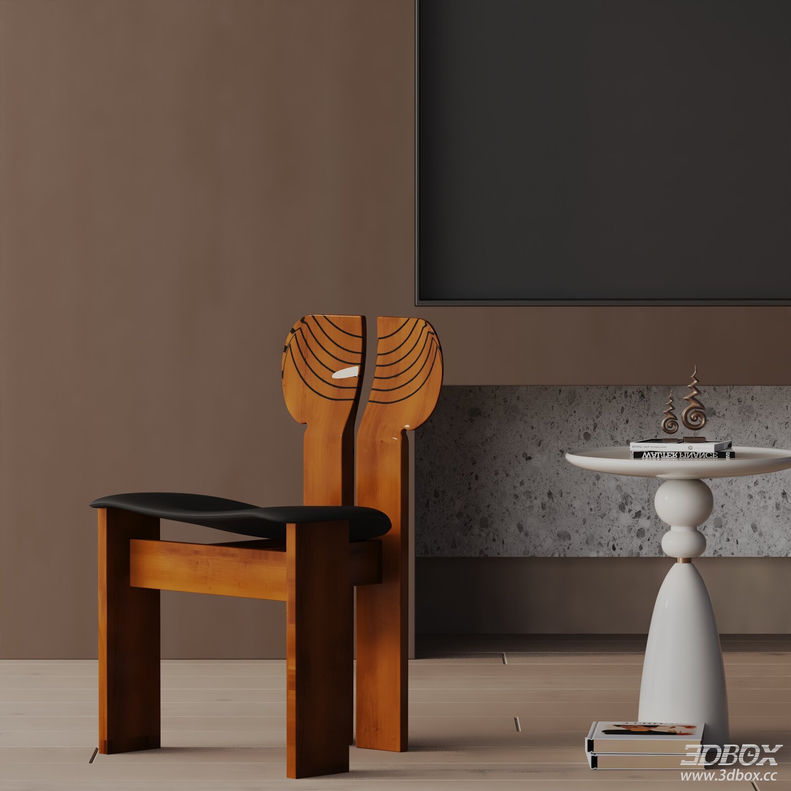 Modern Solid Wood Chair with Leather Seat