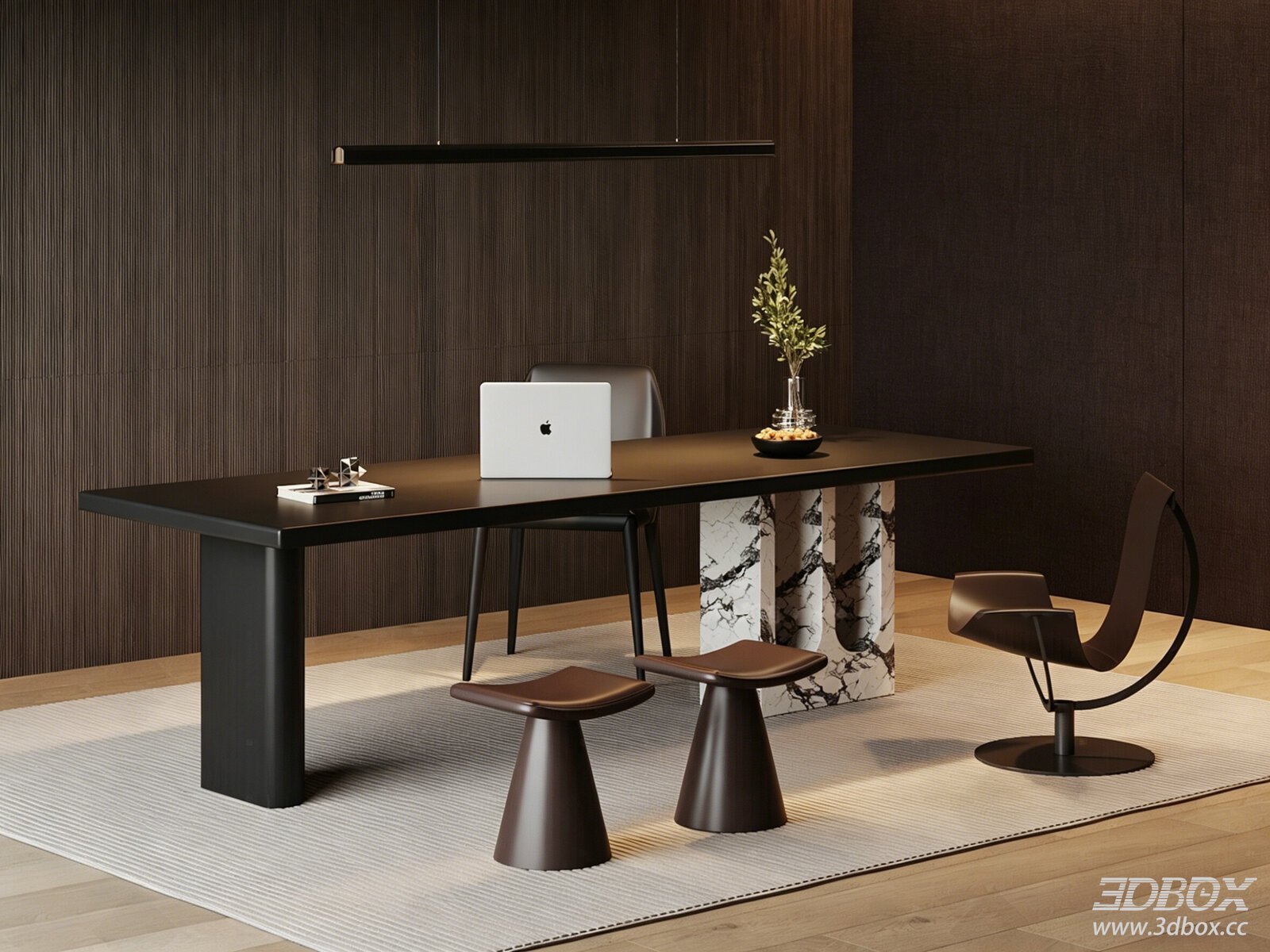 Modern Italian Style Desk with Chairs Set
