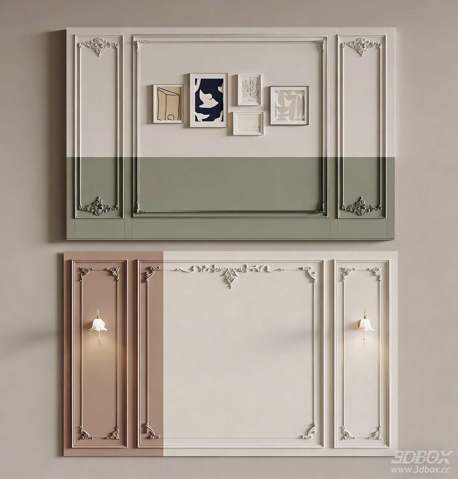 French Style Cream Decorative Wall Panel Set