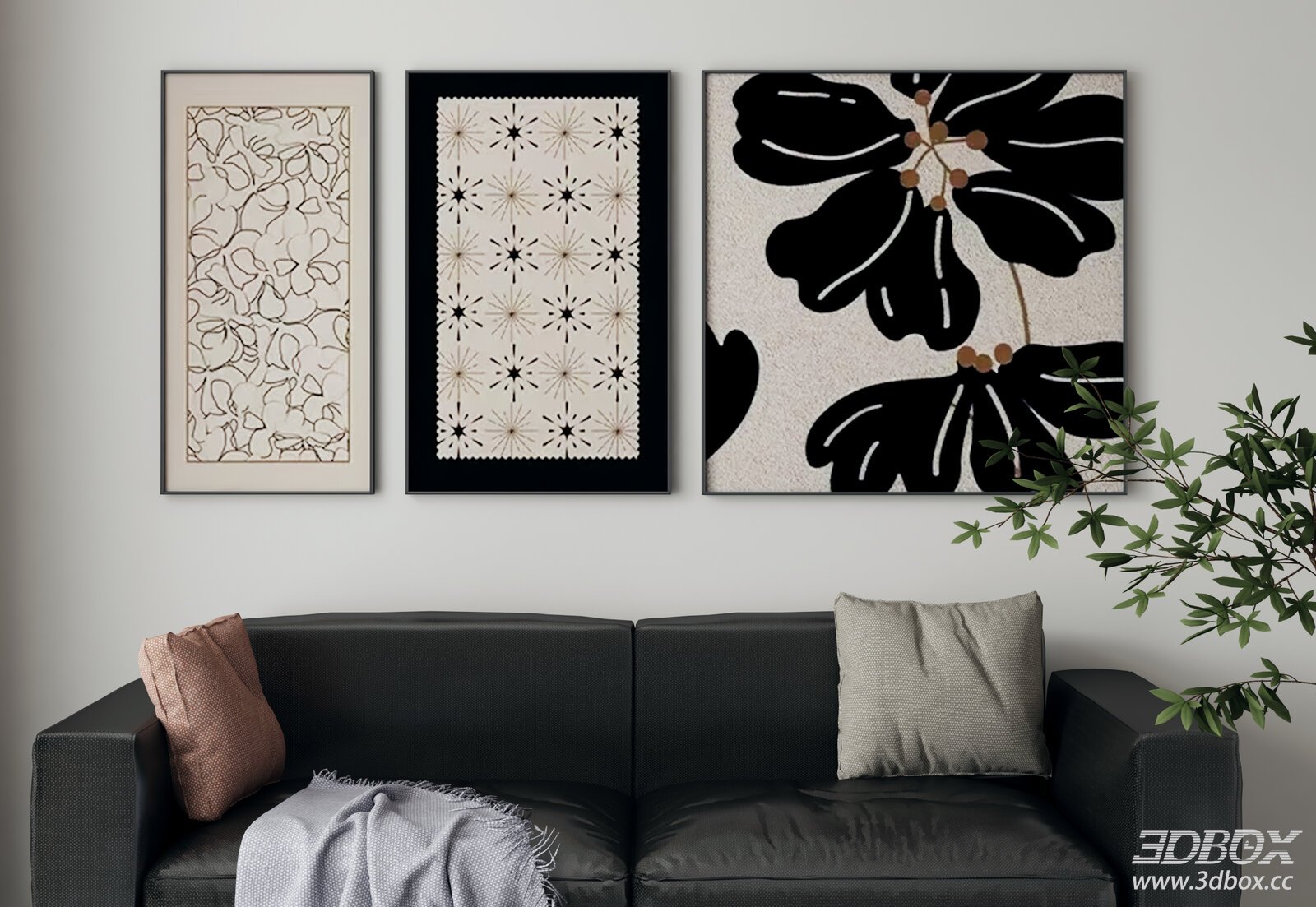 Set of 3 Modern Abstract Framed Wall Art Prints