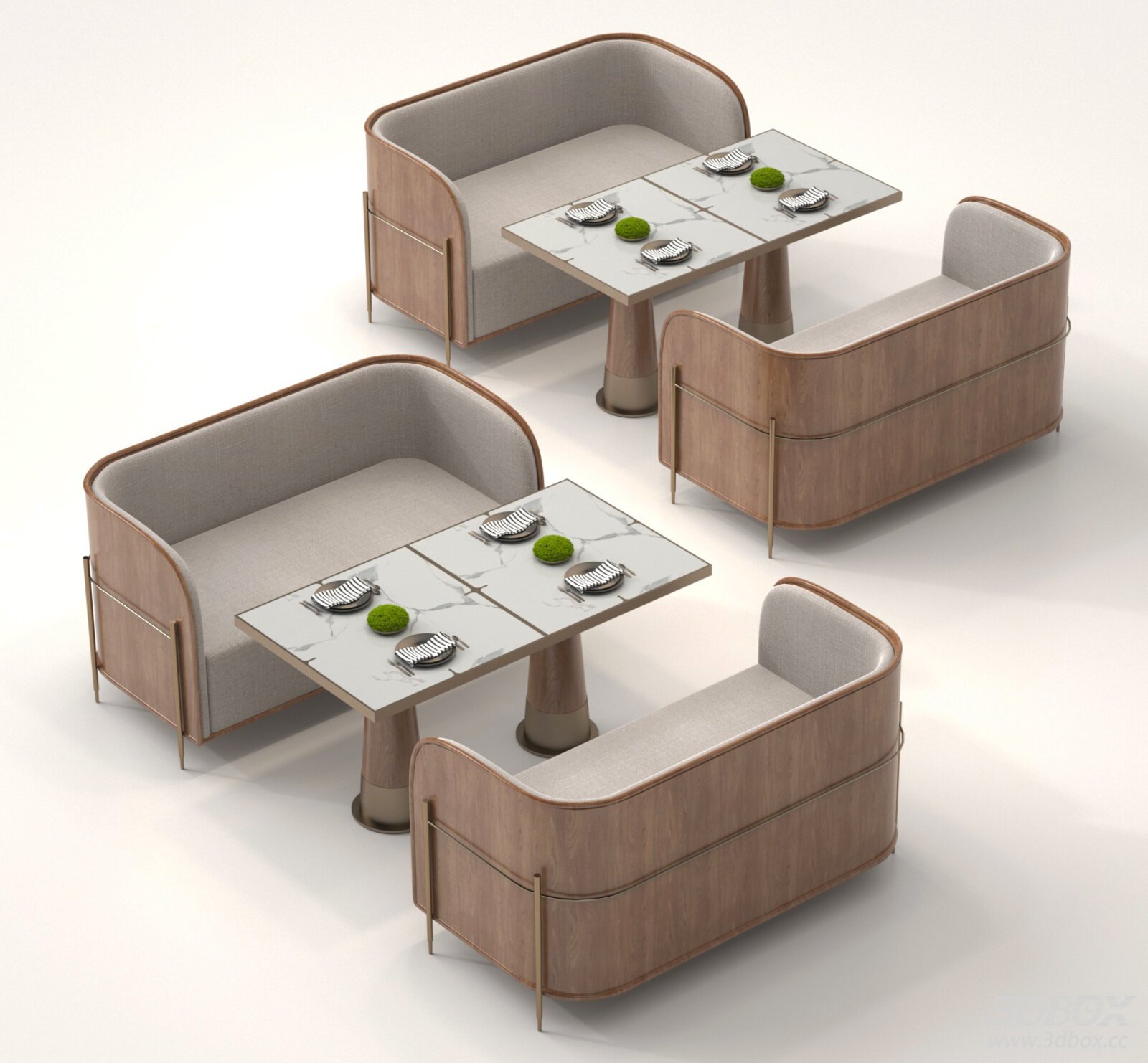 Modern Cafe Booth Sofa Dining Table Set